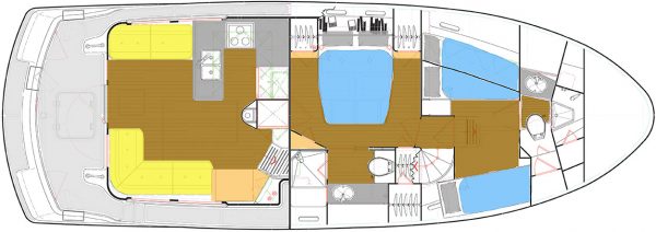 Nordhavn 43 Layout: Main and Lower Deck – Saloon, Galley, Staterooms and Heads