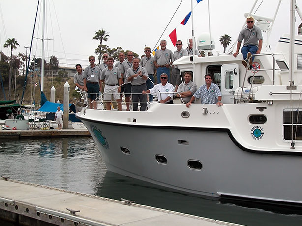 picture of men aboard a Nordhavn 40